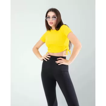 Sarı Yandan Büzgülü Crop