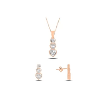 Süzme Kalp Zirkon Taşlı Set