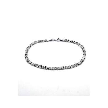 925 Ayar Yassı Ezme Düz  Kral Model Gümüş Erkek Bileklik