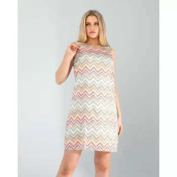 Geometrik Desen Saten Elbise