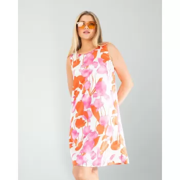 Çiçek Desen Saten Elbise