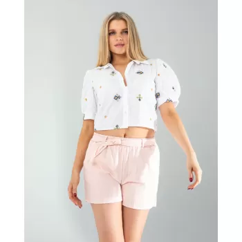 Etnik Desen Nakışlı Gömlek