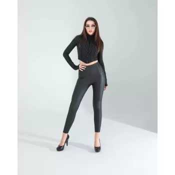 Siyah Nevru Deri Tayt