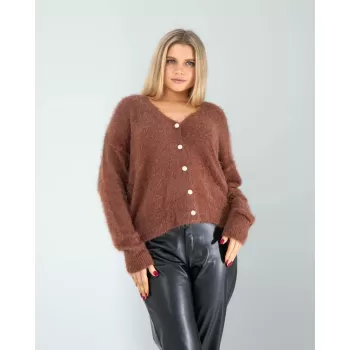 Kahve Sakal Triko Hırka