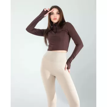 Kahve Renkli Parmak Geçmeli Spor Body