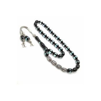 Isimli Sürmeli Toz Kehribar Tesbih Özel Yazılı Kutulu