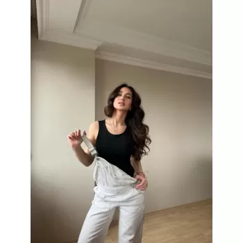 Halter Yaka Siyah Bodysuit