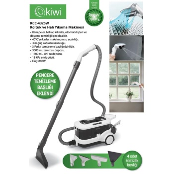 Kiwi Yeni Ekstra (4325 YENİ MODEL) Pencere Temizleme Aparatlı Koltuk Halı Yıkama Ve Leke Çıkartma Makinesi