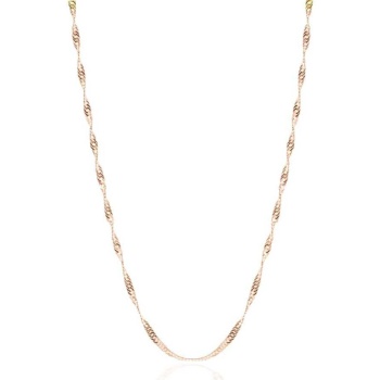 Italyan Gümüş Rose Altın Renkli Singapur Modeli 50 Cm Zincir