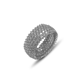 Kadın Beş Sıra Tamtur Taşlı Yüzük Gümüş Alyans 2020021