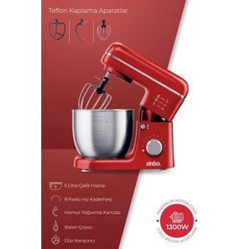 Sinbo SMX-2771 Stand Mikser | 1300W, 5L, Çok Fonksiyonlu Stand Mikser - Mutfak Şefi