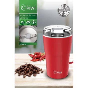 Kiwi Kspg-4819 Paslanmaz Çelik Kahve ve Baharat Öğütücü Kırmızı