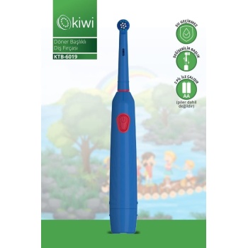 Kiwi Ktb-6019 Döner Başlıklı Plak Giderici Pilli Diş Fırçası Mavi