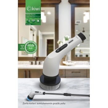 Kiwi Ksc-4229 Şarjlı Döner Başlıklı Temizlik Fırçası 7 Başlıklı Uzatma Çubuklu Temizlik Makinesi