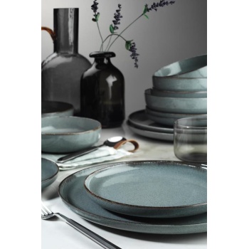 Kütahya Porselen Pearl Moderna 24 Parça 6 Kişilik Yemek Seti Mavi