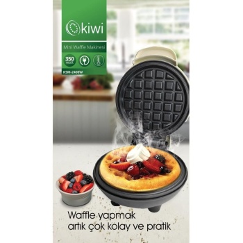 Kiw MİNİi Ksm-2400W Yapışmaz Plakalı Waffle Makinesi Krem