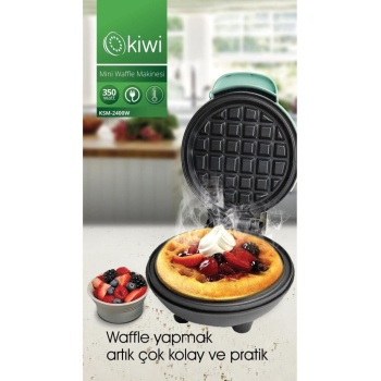 Kiwi MİNİ Ksm-2400W Yapışmaz Plakalı Waffle Makinesi Mavi