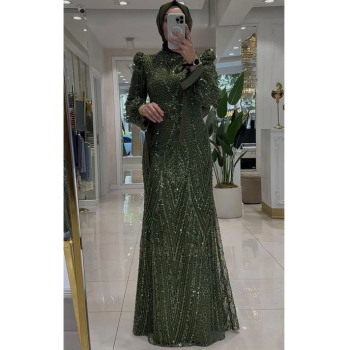 Pınar Şems Yeni Ülkü Abiye Ceviz Yeşili