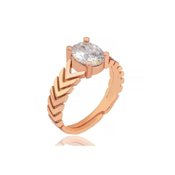 Baget Kesim Taşlı Yüzük Rose Kaplama