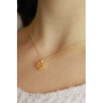 925 Ayar Gümüş Lotus Çiçeği Kolye Altın Kaplama