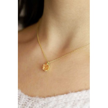 925 Ayar Gümüş Lotus Çiçeği Kolye Altın Kaplama