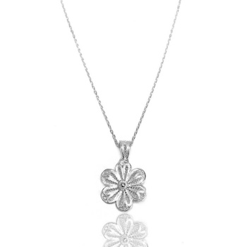 Kadın Çiçek Model Telkari Gümüş Kolye 2020072