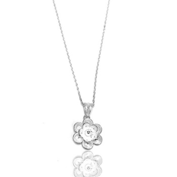 Kadın Çiçek Model Telkari Gümüş Kolye 2020071