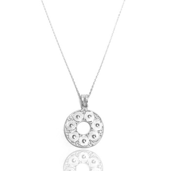Kadın Gümüş Yuvarlak Simit Model Telkari Kolye 2020070