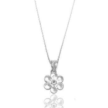 Kadın Çiçek Model Telkari Gümüş Kolye 2020082