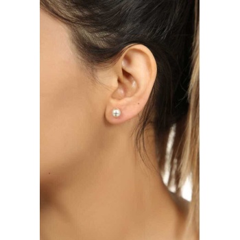 Kadın Gümüş 6 mm Top Küpe  MGD20202108