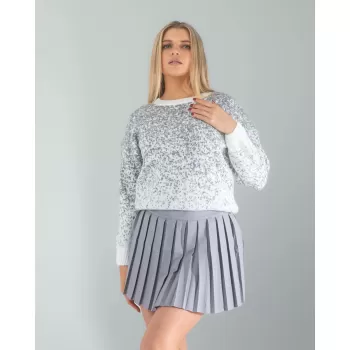 Gri Kar Tanesi Triko Kazak