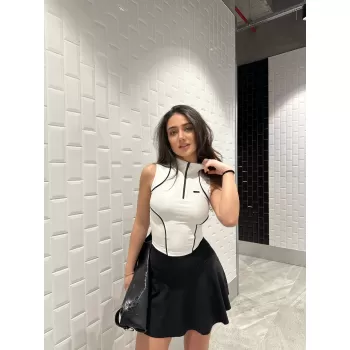 Siyah Scuba Şort Etek