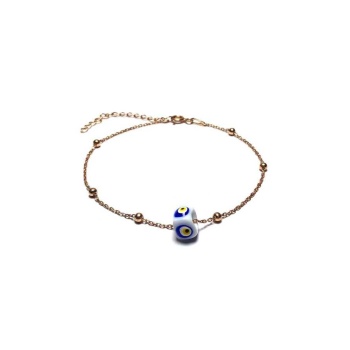 Kadın Gümüş Ros Kaplama Nazar Boncuklu Bayan Bileklik  MGD20201000E