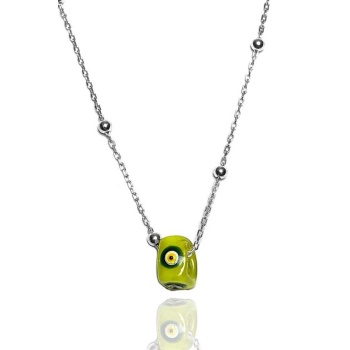 Kadın Sarı Boncuklu Top Zincirli Nazarlık Kolye  MGD2020904C