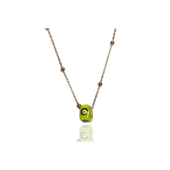 Sarı Nazar Boncuklu Gümüş Kolye (KOD 2020899C)