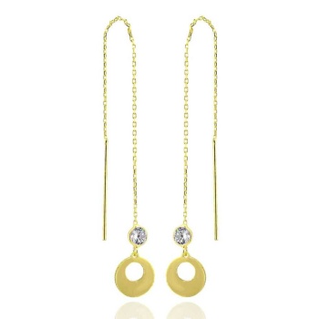 Zincirli Küpe - 925 Ayar Gümüş Üzeri Altın Kaplama