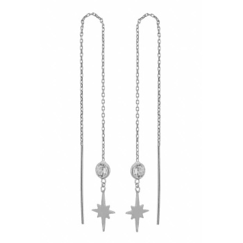 Zincirli Kutup Yıldızı Küpe - 925 Ayar Gümüş Küpe