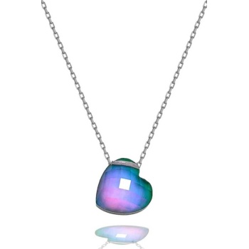 Kalp Model His Taşı Isıya Göre Renk Değiştiren Gümüş Kolye