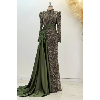 Beli Kuyruk Detay Dantel Zenna Abiye - Lacivert