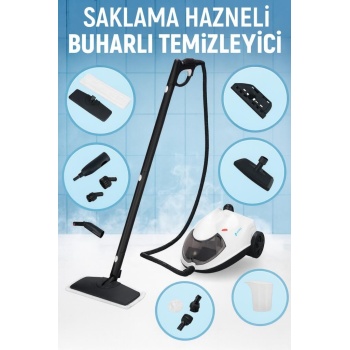 BE-3450 Çok Fonksiyonlu Saklama Hazneli 5 Bar 5m Kablo 2L Su Hazneli Buharlı Temizlik Makinesi Beyaz BE-3450, one size