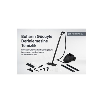 Bright Elegance BE-3450 Siyah Çok Fonksiyonlu Saklama Hazneli 5 Bar 5m Kablo 2L Su Hazneli Buharlı Temizlik Makinesi