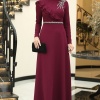 Elif Taşlı Elbise Mürdüm