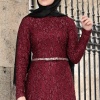 İPEK ELBİSE BORDO