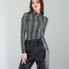 Geometrik Desen Uzun Kollu Body