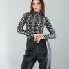 Geometrik Desen Uzun Kollu Body