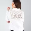Nakışlı Etnik Desen Denim Ceket