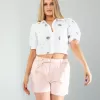 Somon Mng Beli Kuşaklı Keten Şort