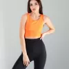 Turuncu Kalın Askılı Scuba Kumaş Crop