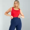 Kırmızı Kare Yaka Basic Bluz