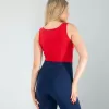 Kırmızı Kare Yaka Basic Bluz